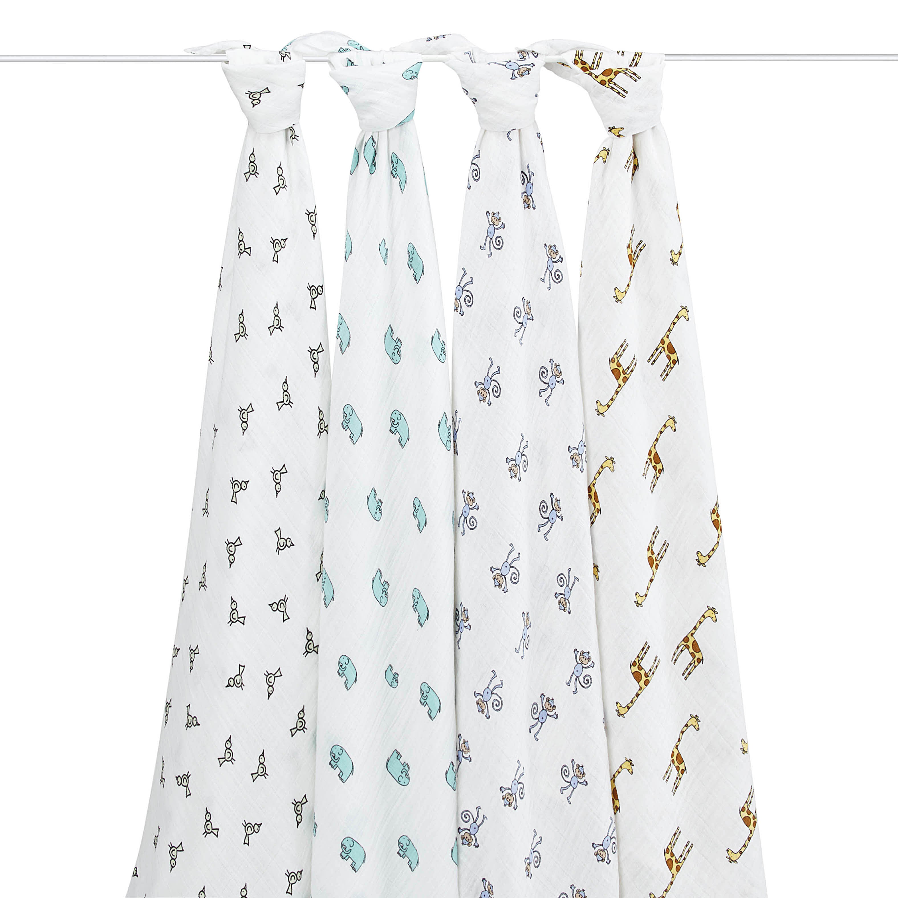 A+A Cotton Muslin Swaddle 4pk - Jungle Jam