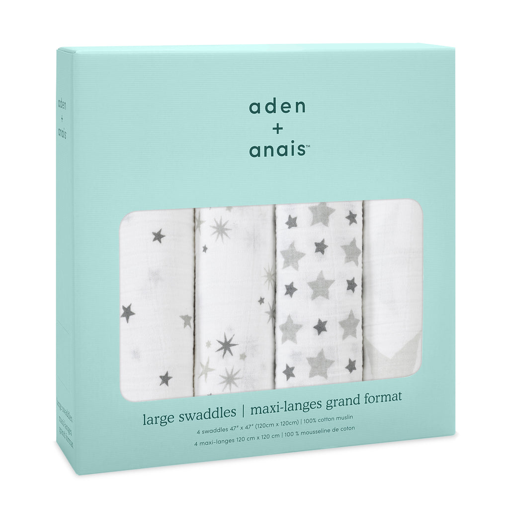 A+A Cotton Muslin Swaddle 4pk - Twinkle