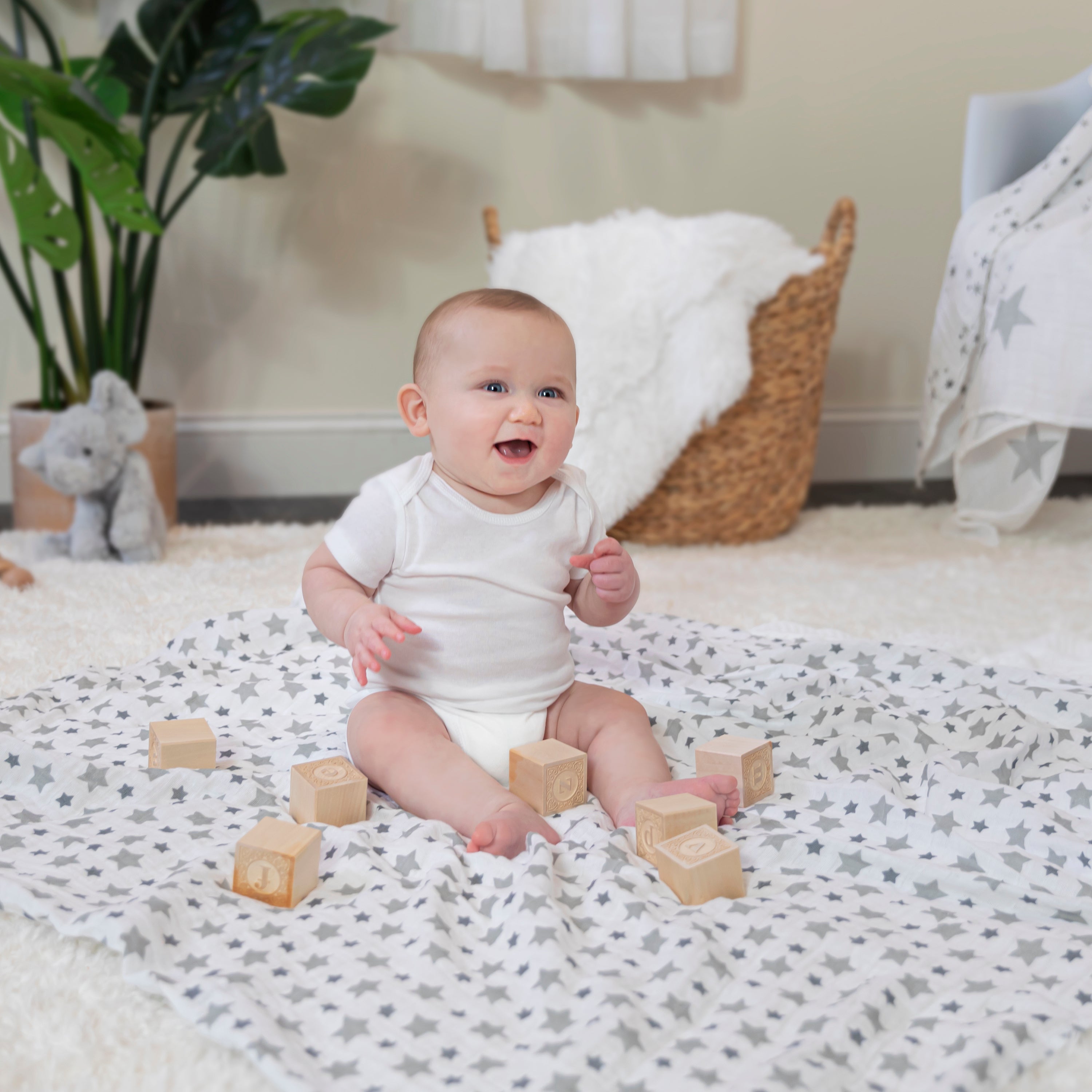 A+A Cotton Muslin Swaddle 4pk - Twinkle