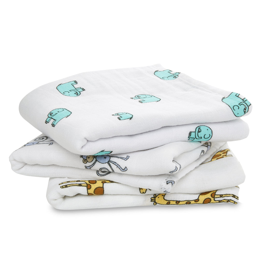 A+A Cotton Muslin Squares 3pk - Jungle Jam
