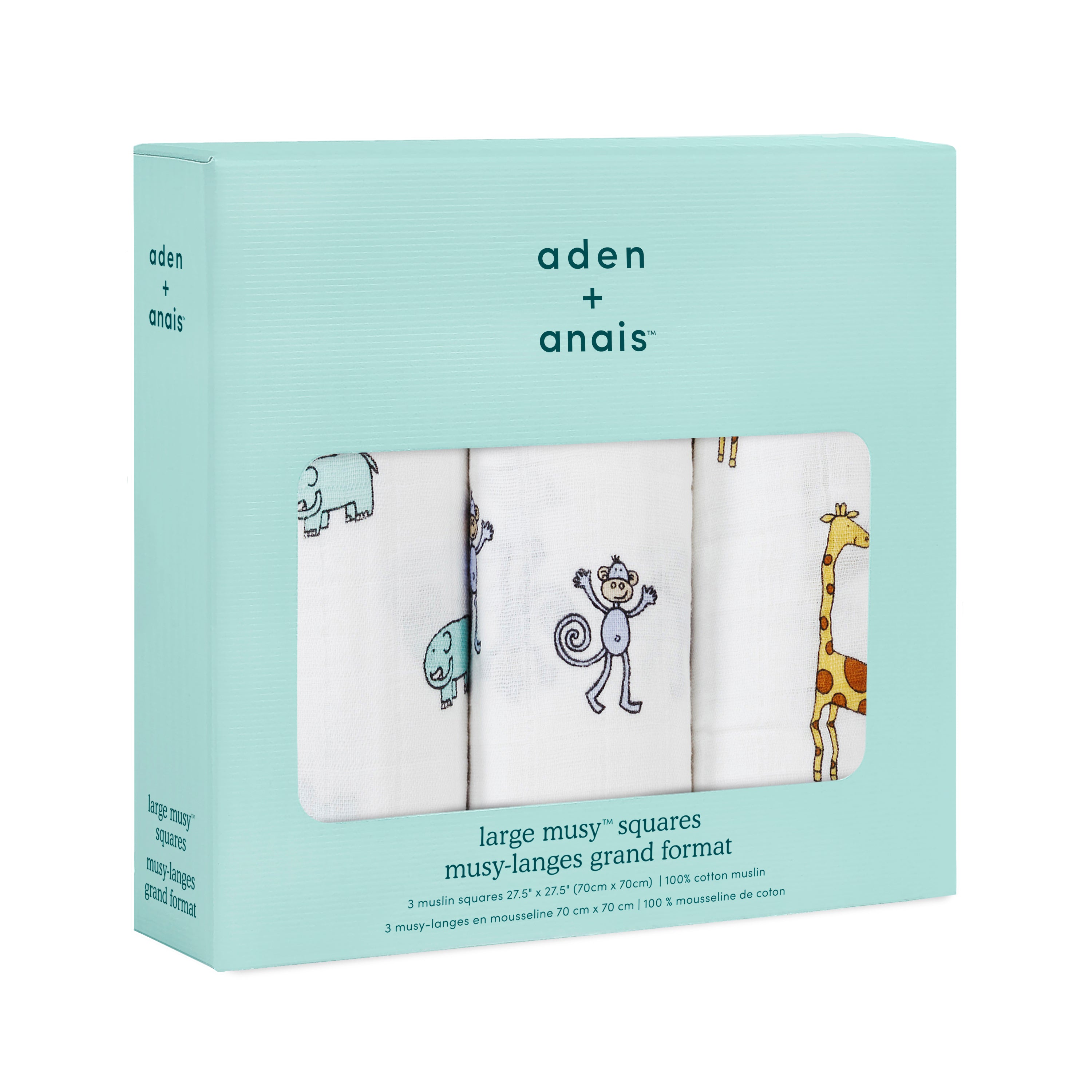 A+A Cotton Muslin Squares 3pk - Jungle Jam