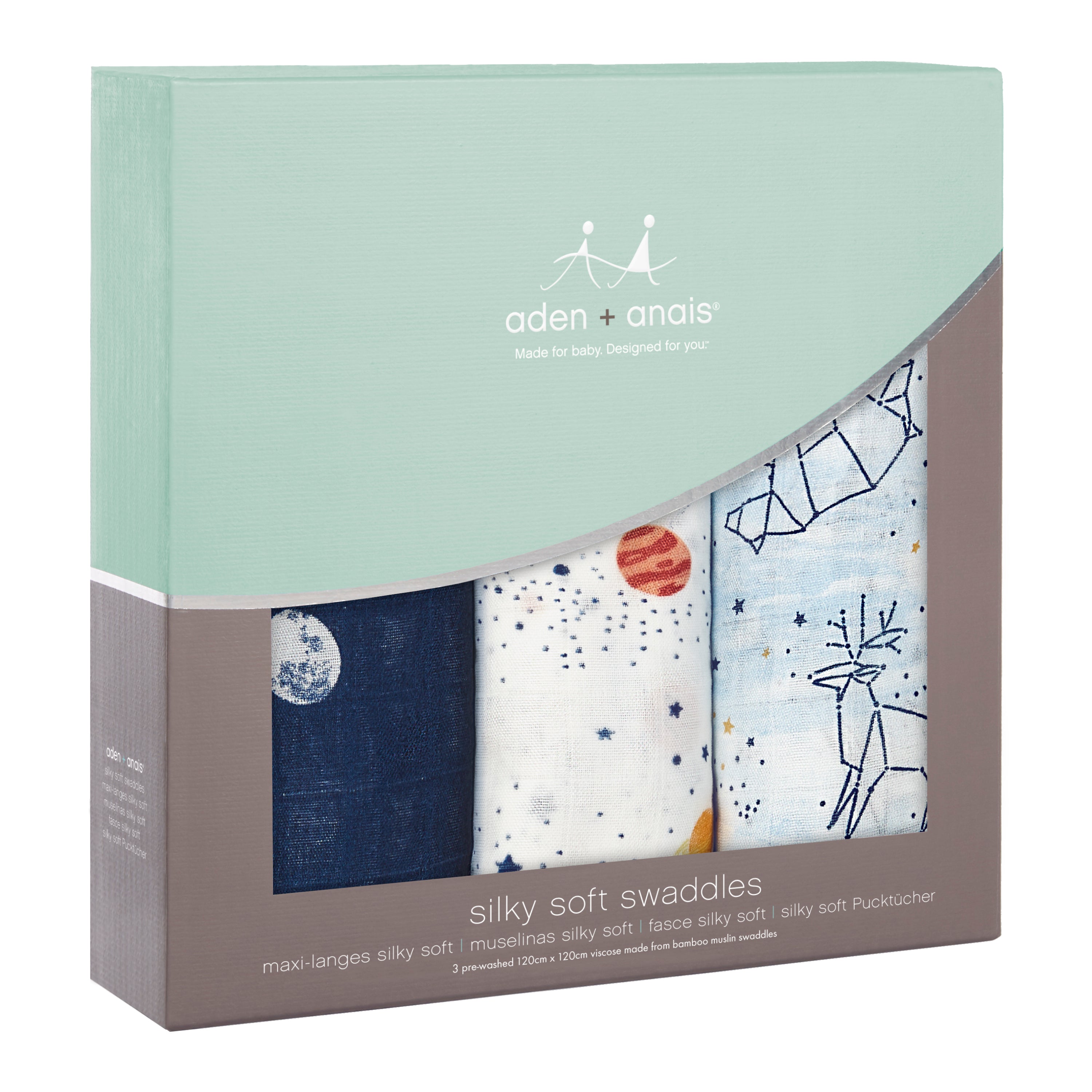 A+A Silky Soft Muslin Swaddle 3pk - Stargaze