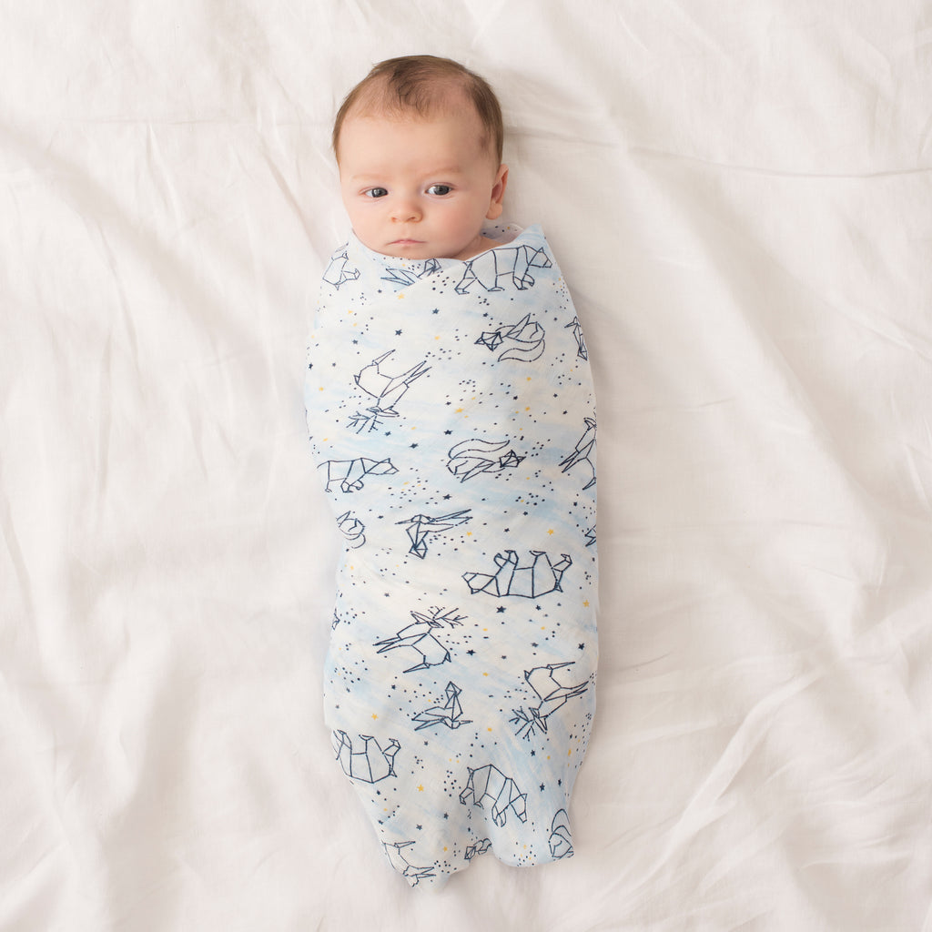 A+A Silky Soft Muslin Swaddle 3pk - Stargaze