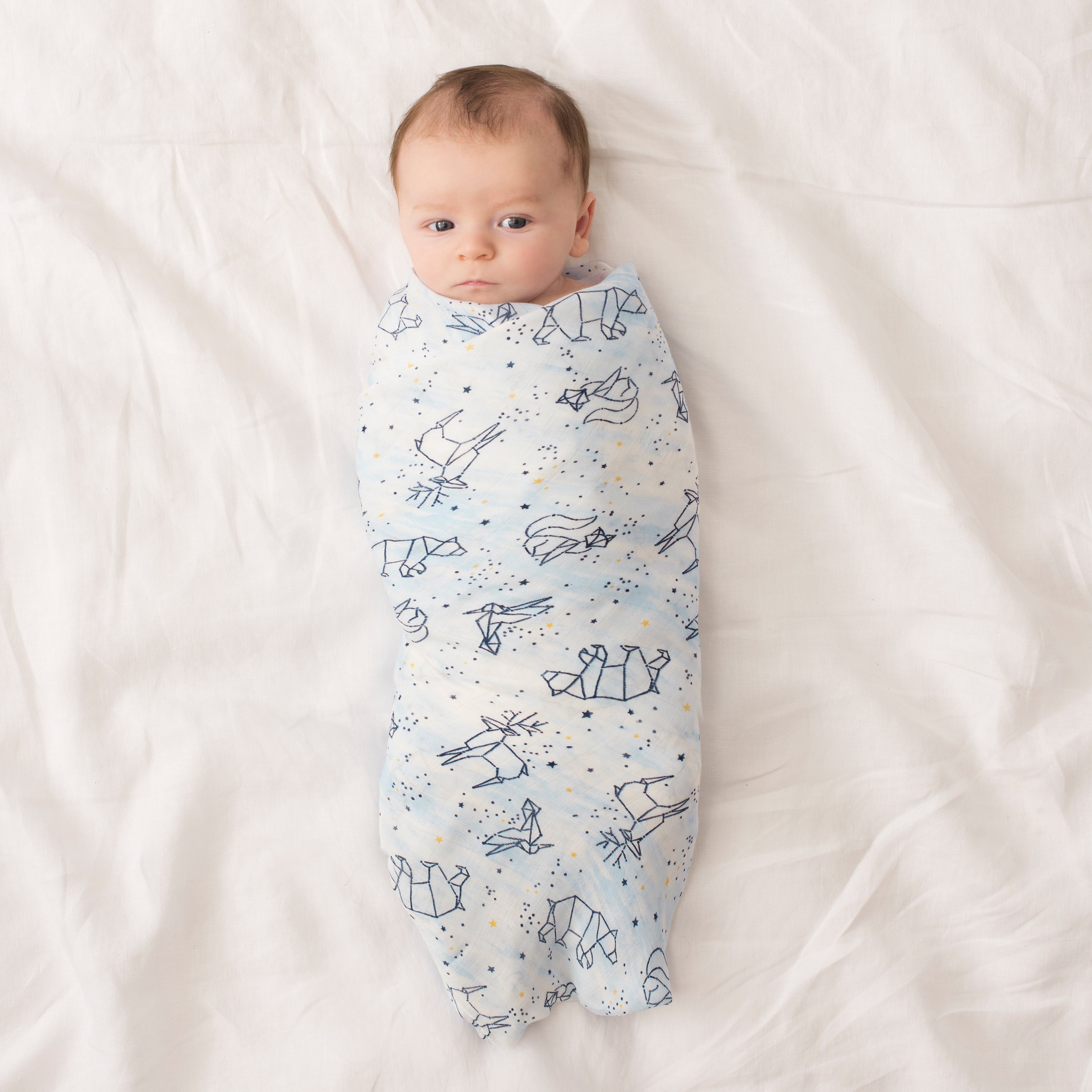 A+A Silky Soft Muslin Swaddle 3pk - Stargaze