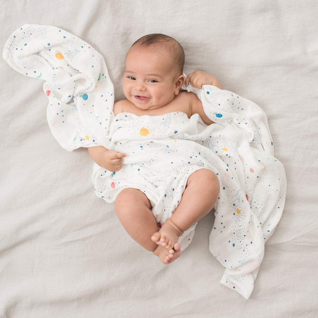 A+A Silky Soft Muslin Swaddle 3pk - Stargaze