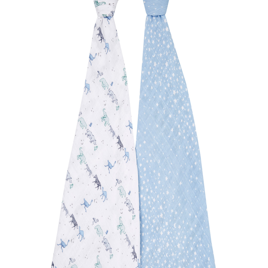 A+A Cotton Muslin Swaddle 2pk - Rising Star