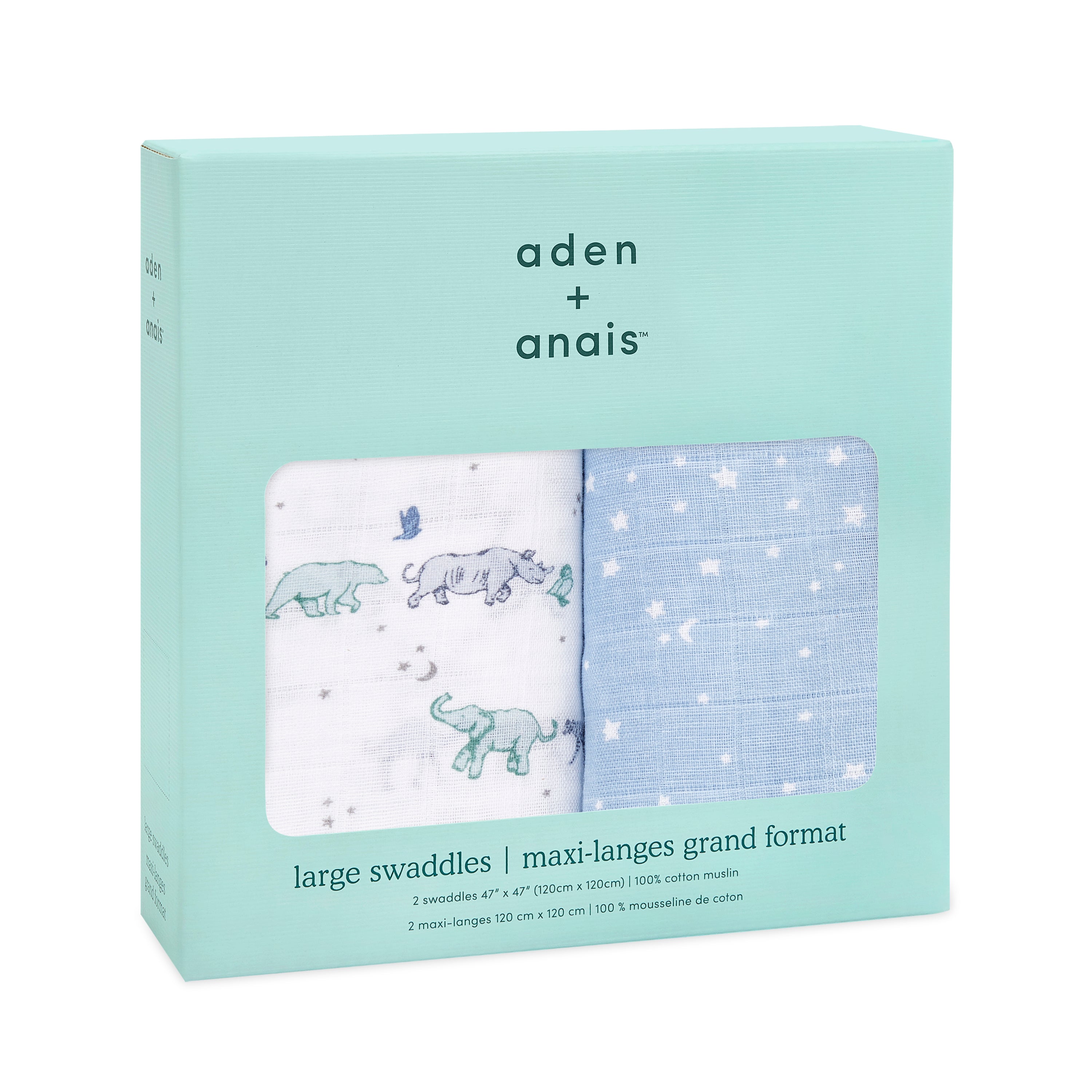 A+A Cotton Muslin Swaddle 2pk - Rising Star