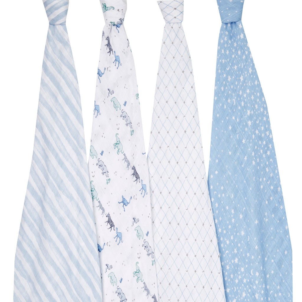 A+A Cotton Muslin Swaddle 4pk - Rising Star