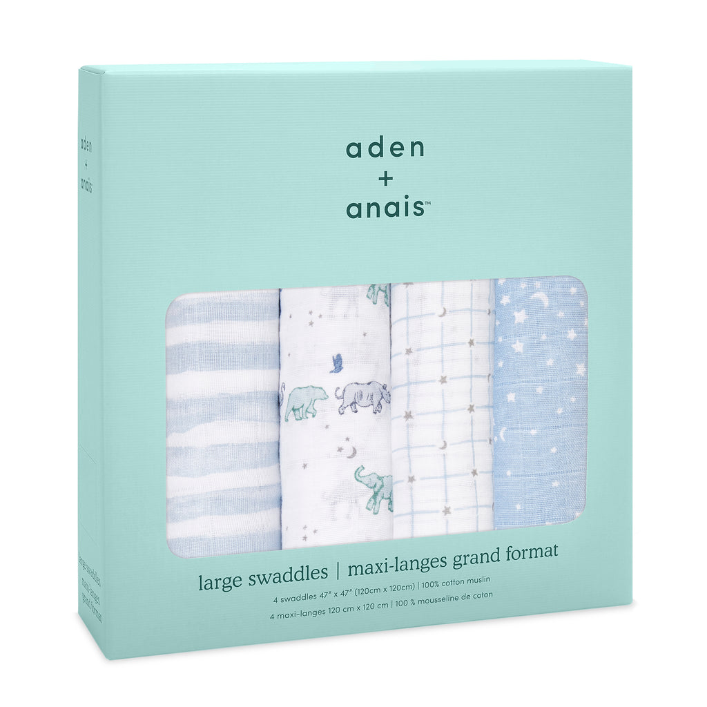 A+A Cotton Muslin Swaddle 4pk - Rising Star