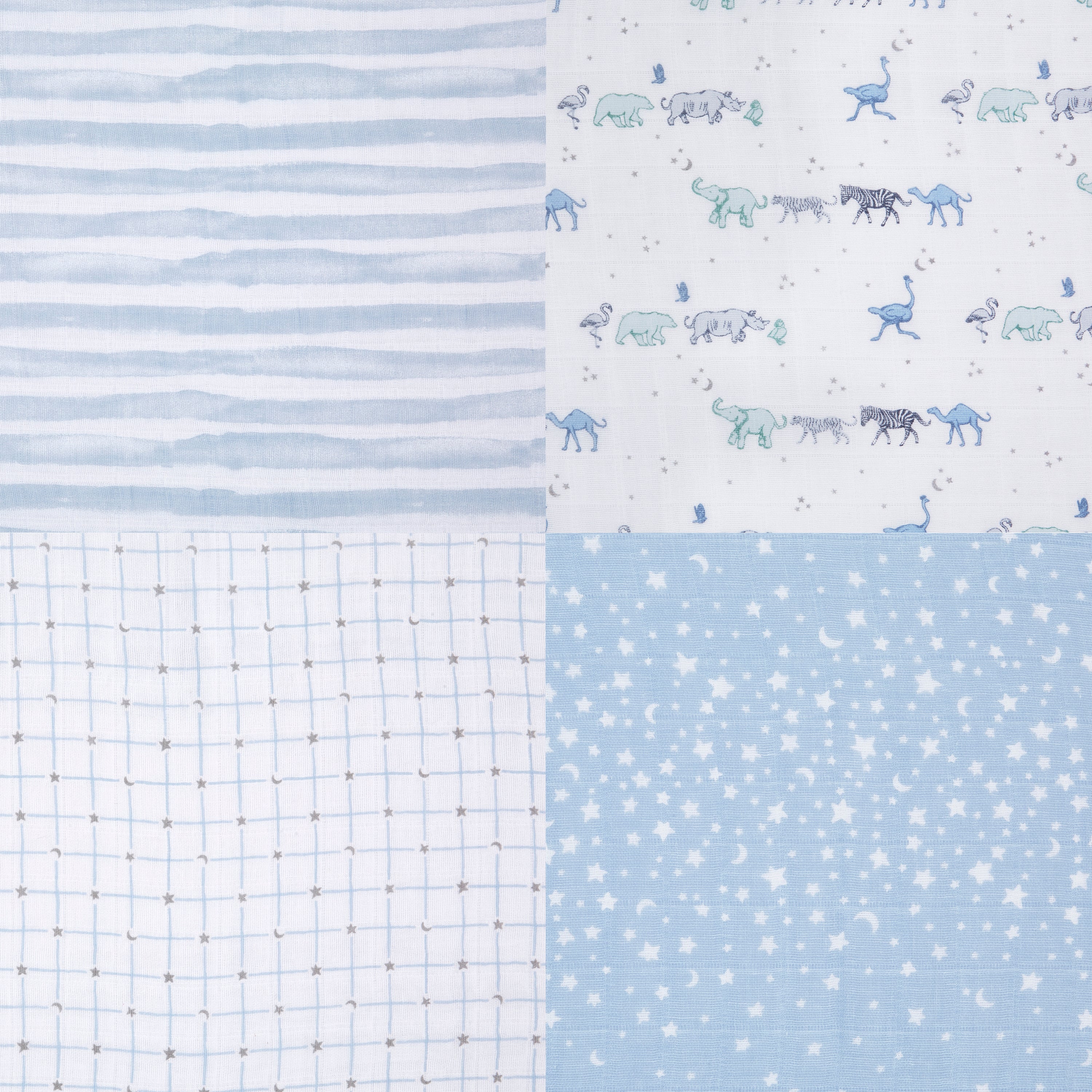 A+A Cotton Muslin Swaddle 4pk - Rising Star