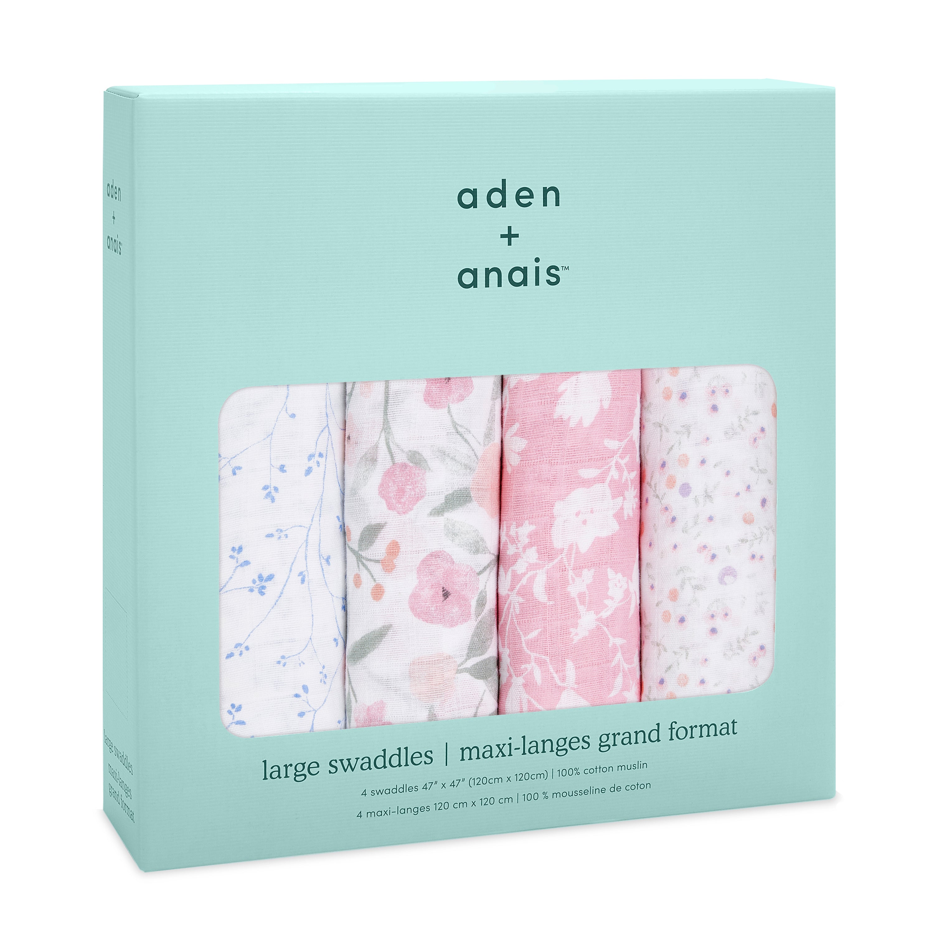 A+A Cotton Muslin Swaddle 4pk - Ma Fleur