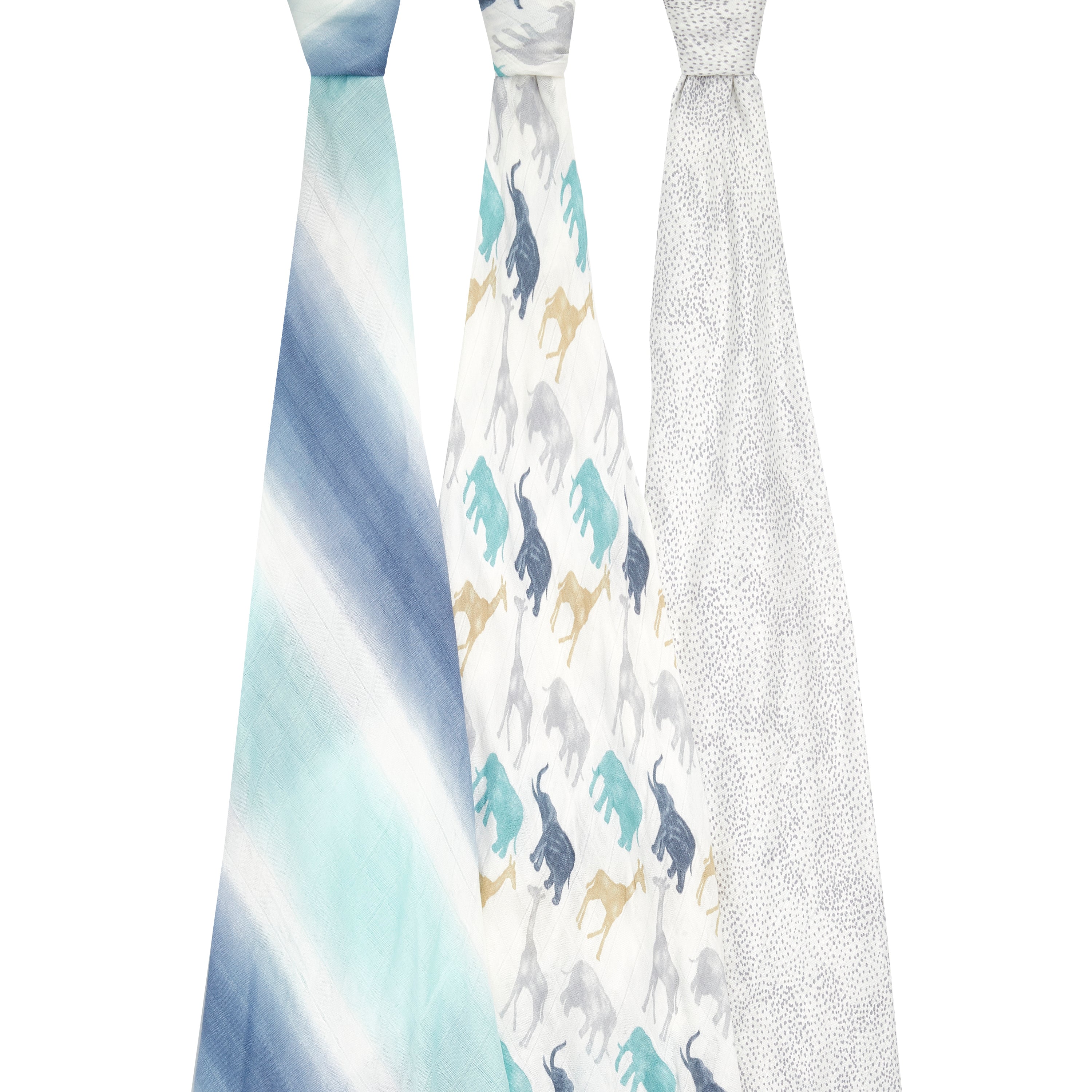 A+A Silky Soft Muslin Swaddle 3pk - Expedition