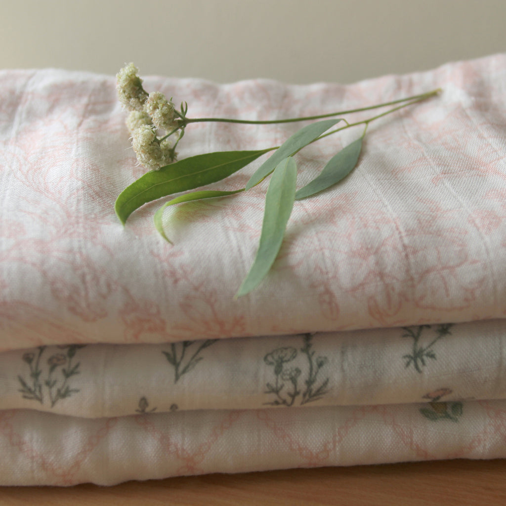 A+A Silky Soft Muslin Swaddle 3pk - French Floral