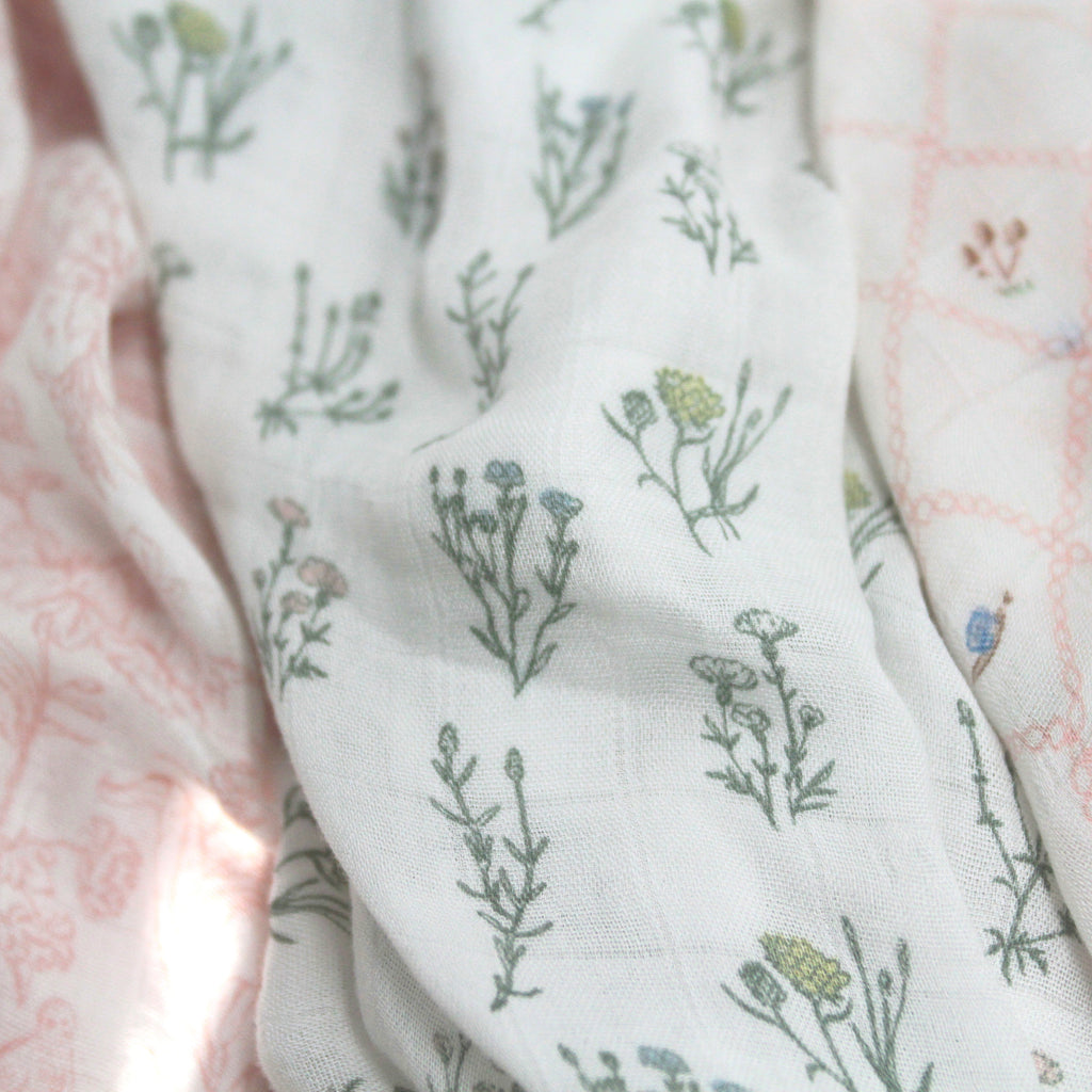 A+A Silky Soft Muslin Swaddle 3pk - French Floral