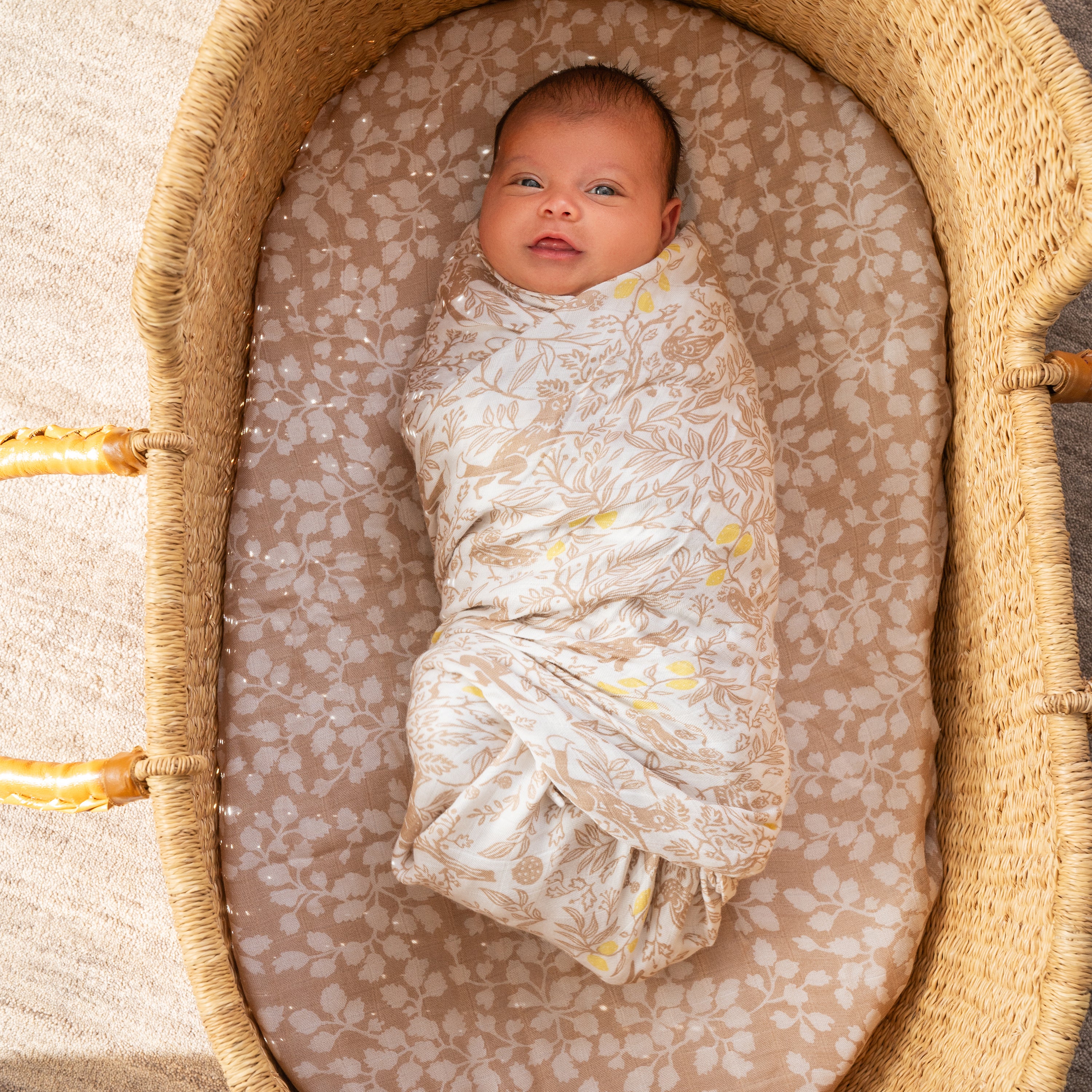 A+A Silky Soft Muslin Swaddle 3pk - Natural Woodland
