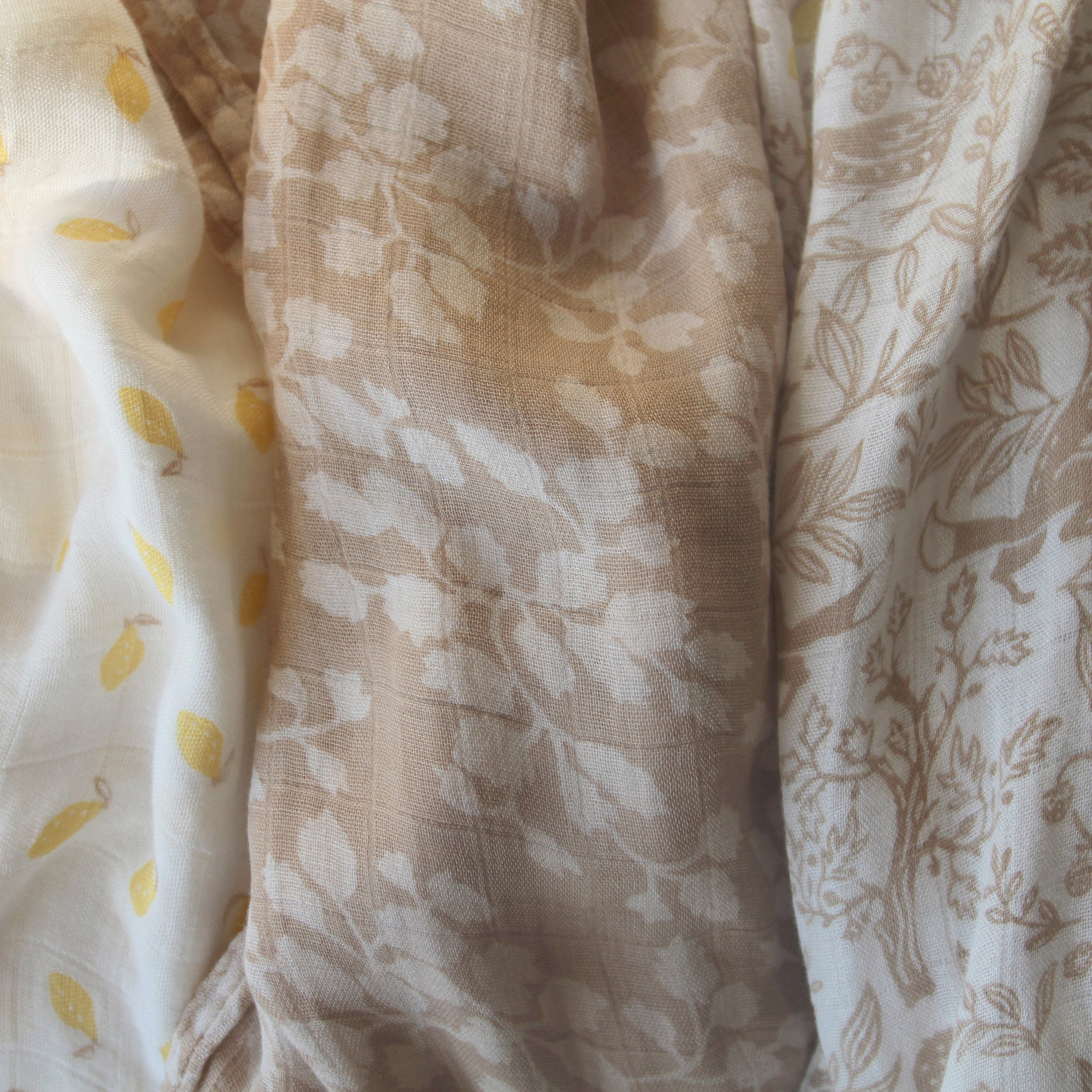 A+A Silky Soft Muslin Swaddle 3pk - Natural Woodland