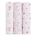aden + anais 3 pack bamboo swaddles kitty love