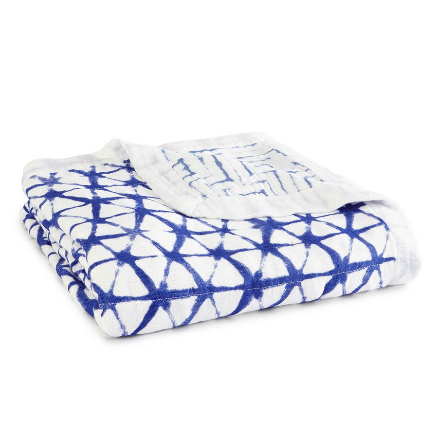 aden + anais indigo shibori silky soft bamboo dream blanket