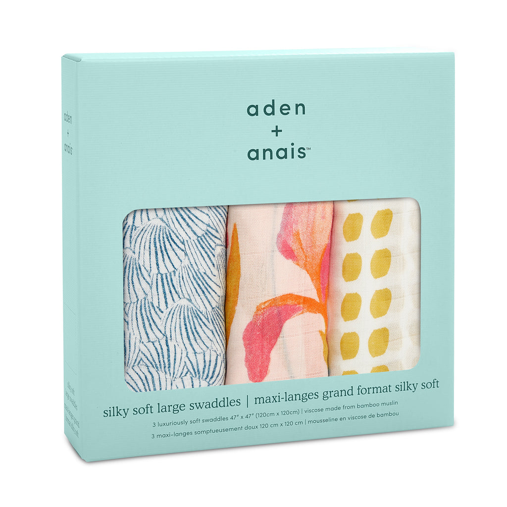 aden + anais 3 pack marine gardens bamboo silky soft swaddles