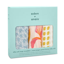 Load image into Gallery viewer, aden + anais 3 pack marine gardens bamboo silky soft swaddles